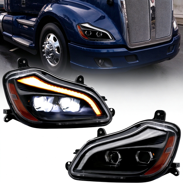 2013-2021 Kenworth T680 Headlights Black