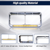 "Kenworth Peterbilt Western Star Freightliner" "T400/T600/T800/W900B/W900L 378/379 4900 Freightliner" Headlight Bezels "12"" LED Clear Lens + Amber Light With Visor"