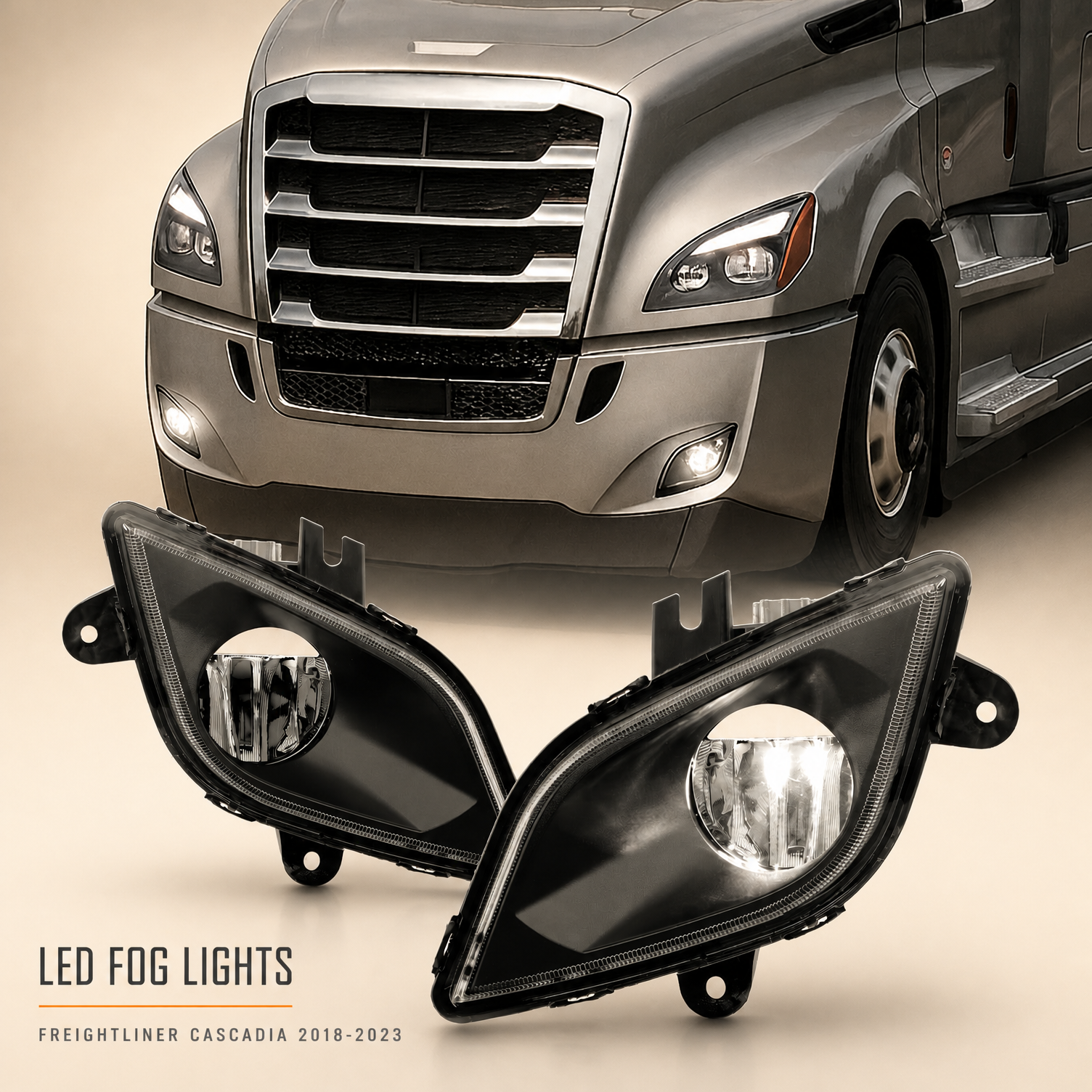 Black Led Fog lights For Freightliner Cascadia 2018+