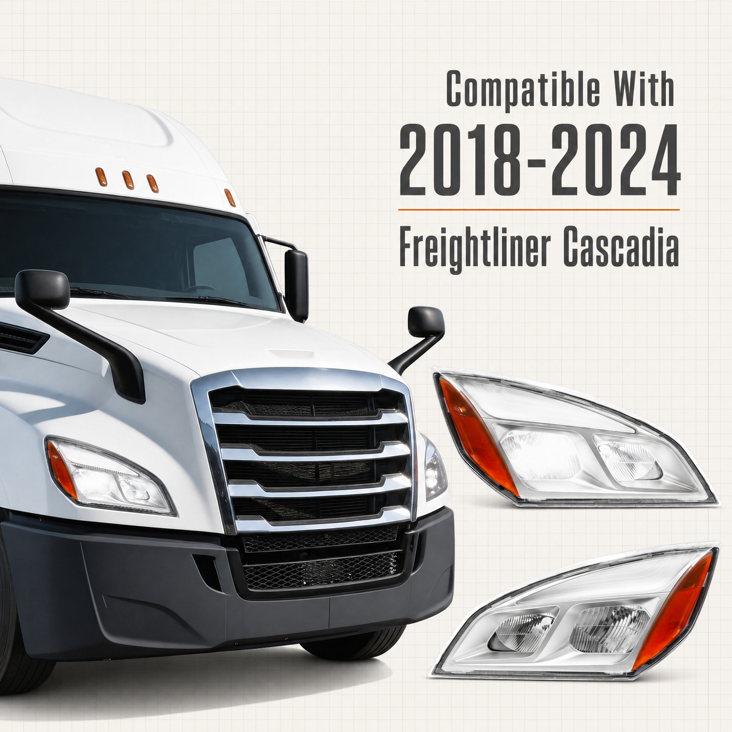 Black Full Led Headlights For Freightliner Cascadia 2018+